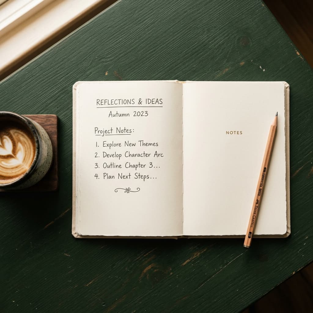 Appunti strategici su un quaderno con tazza di caffè